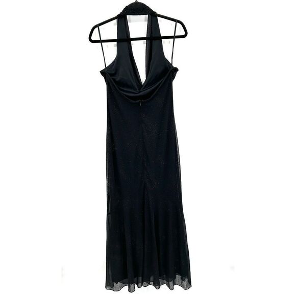 GUNNE SAX Jessica McClintock Black Sparkle Halter Maxi Dress Gown Size 11 / 12 - Picture 2 of 8
